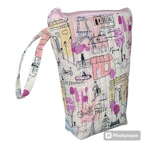 •Standing Bag Makeup Organizer,Pencil Case, Handmade Paris printed